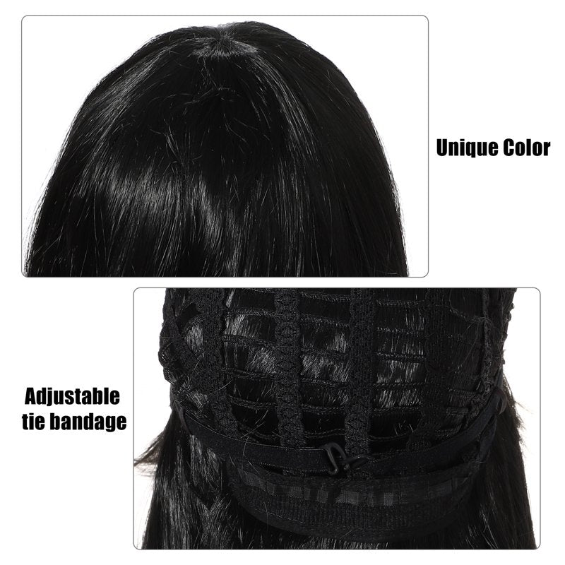 12-Inch Black Bob Wig for Women - Natural Human Hair Look
