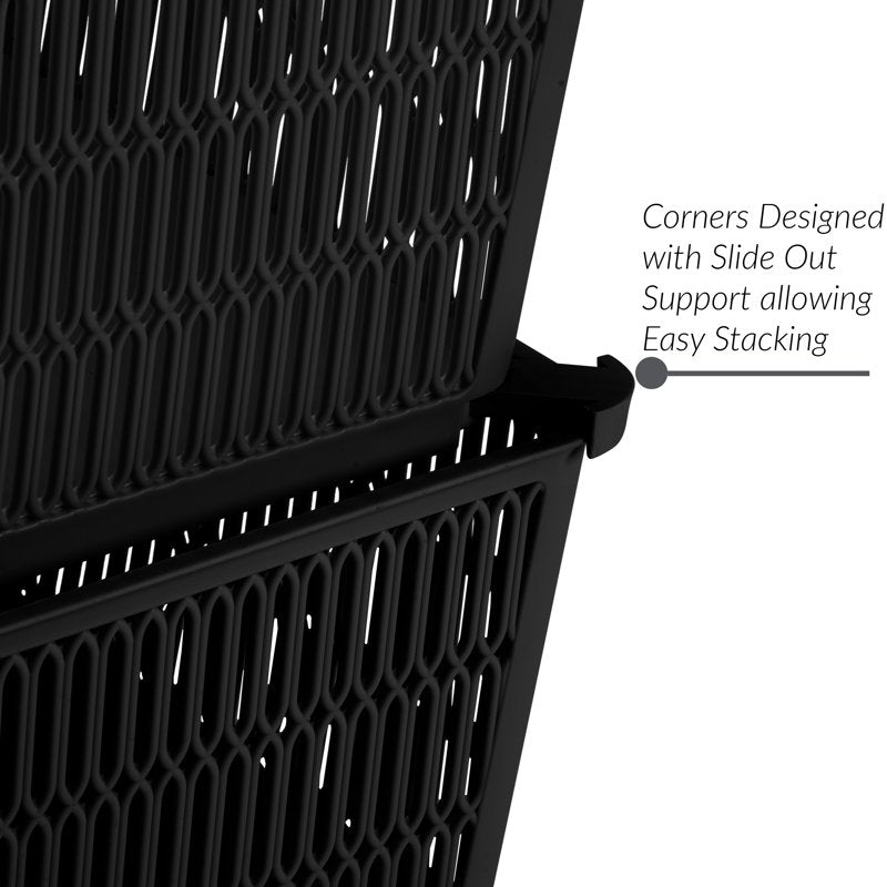 Black Simplify Slide 2 Stack It Polypropylene Storage Baskets Set of 2
