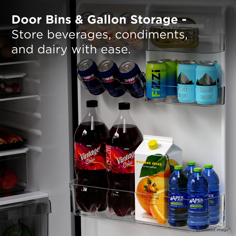Compact Double Door Refrigerator - 11.6 Cu. Ft., Black