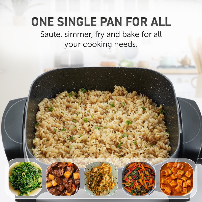 Extra-Deep Electric Skillet - 12" x 12" Non-Stick Cooking Pan