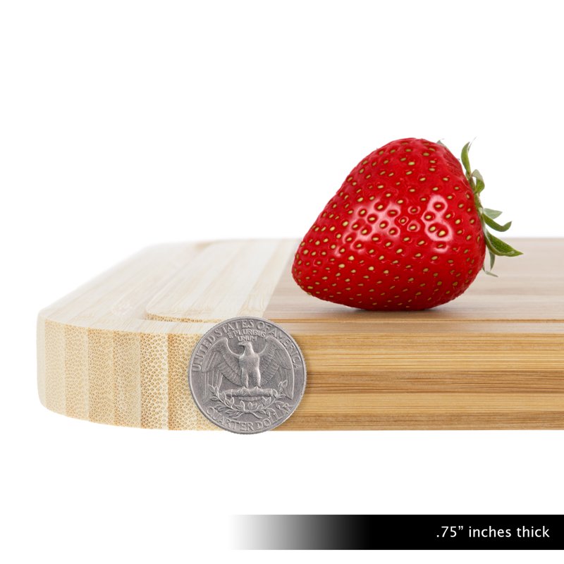 Bamboo Cutting Board with Juice Grooves - 18 x 12 x 0.75 in