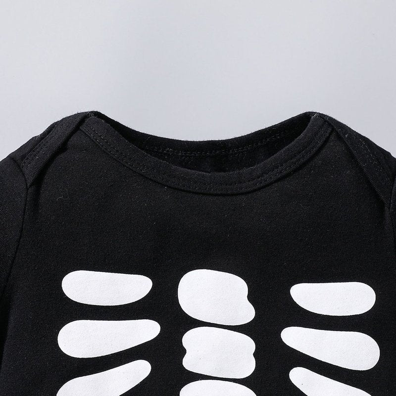 Baby Skeleton Print Halloween Jumpsuit & Hat Set - 9-12 Months, Black Pink