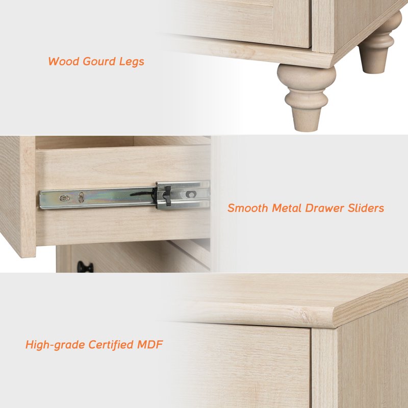 Light Beige Buffet Cabinet - Modern Farmhouse Storage, 8 Doors & 4 Drawers, 134 Inch - Beige, 4 Pack