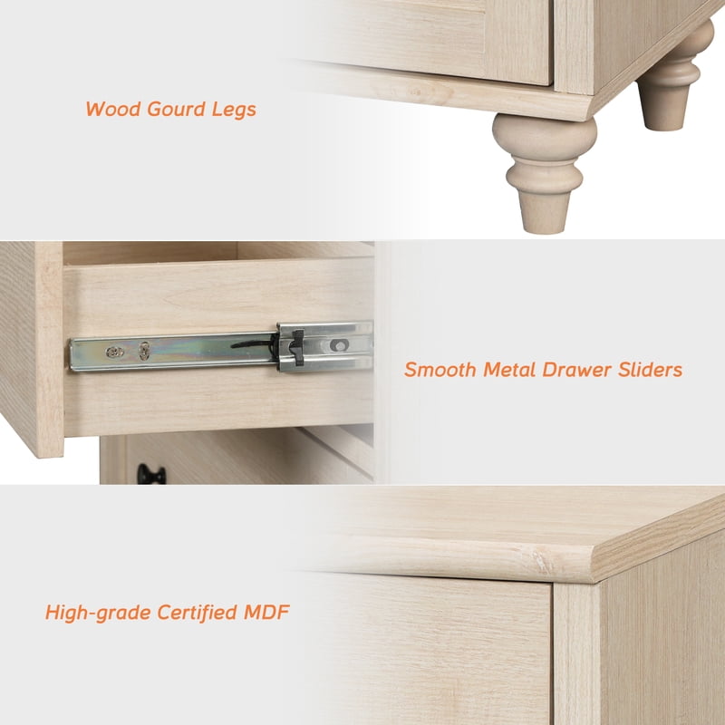Buffet Cabinet with 6 Doors & 3 Drawers - Beige Coffee Bar Table