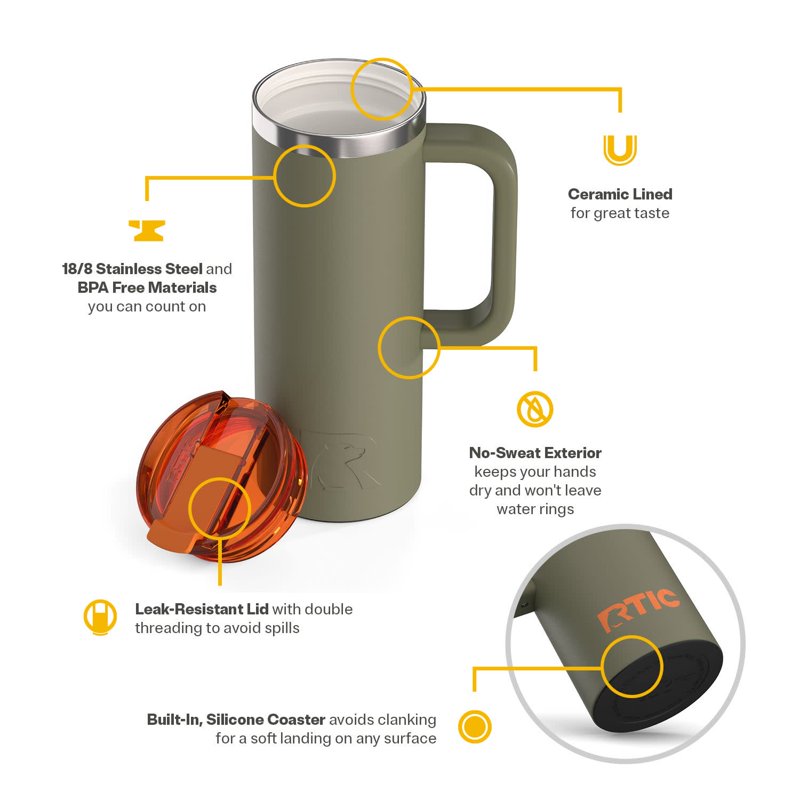 20 oz Insulated Ceramic Lined Travel Mug with Leak-Resistant Lid - Trailblazer