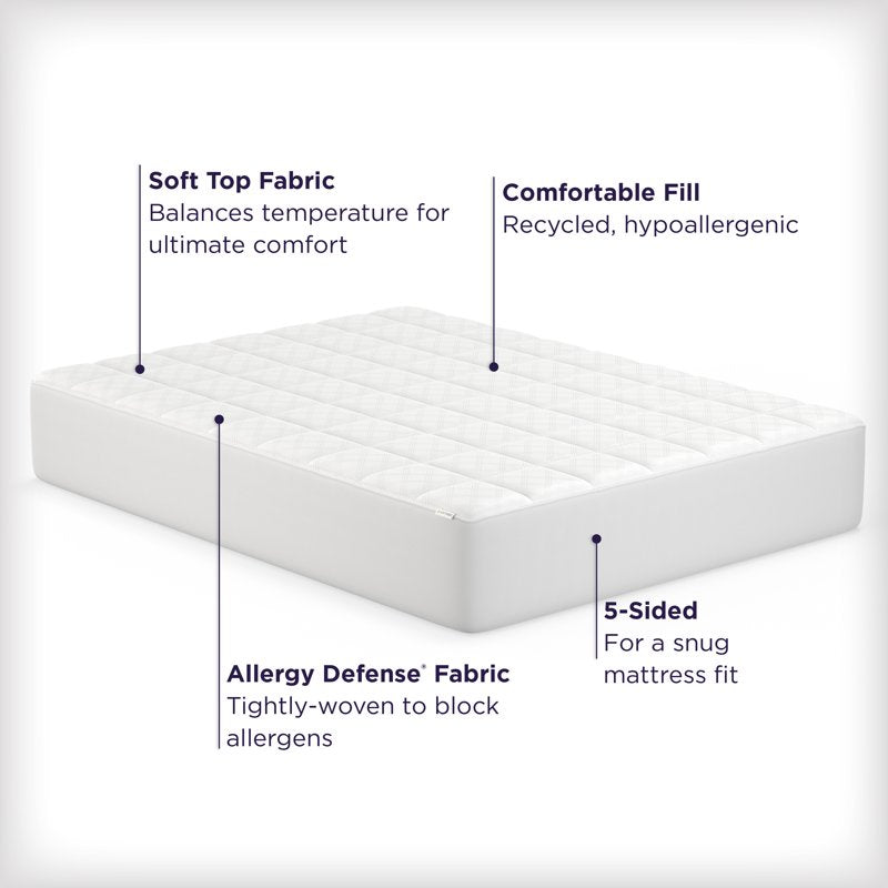 AllerEase Ultimate Mattress Pad Full - Allergy Protection & Temperature Balancing
