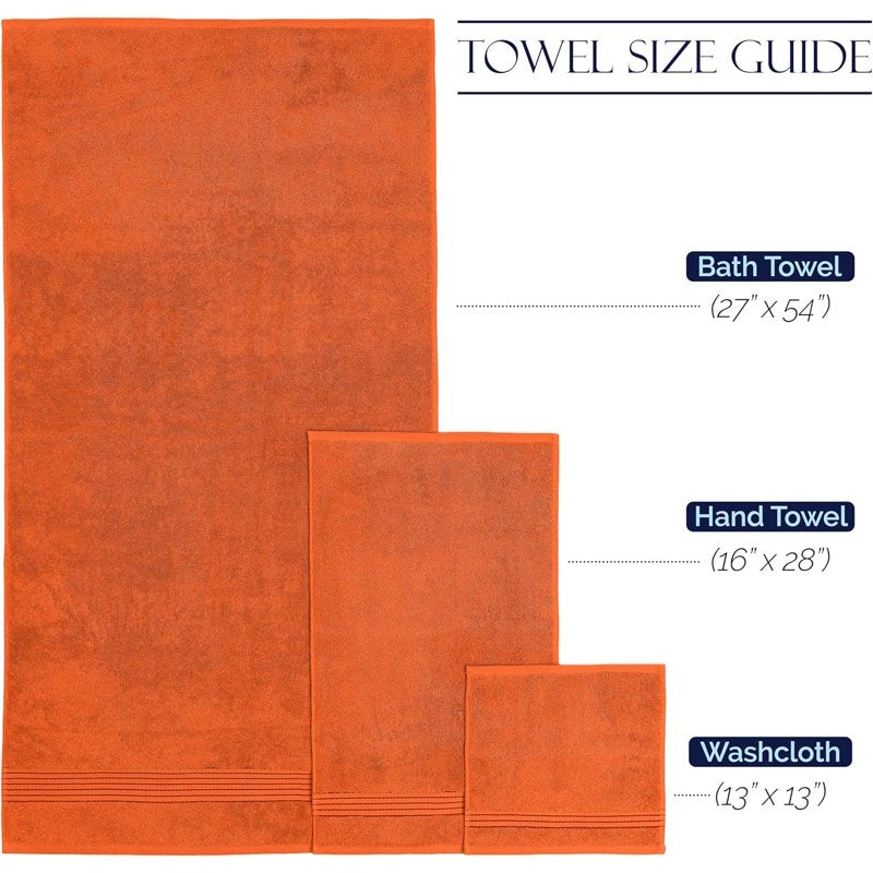 Orange 6-Piece Luxury Cotton Towel Set - Highly Absorbent & Soft
