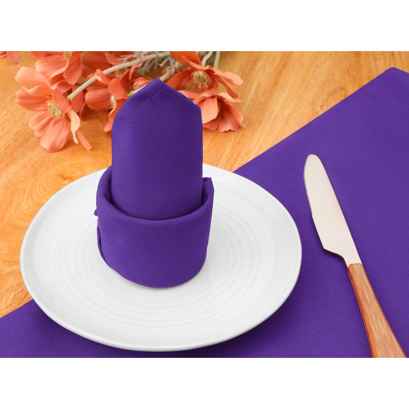 6 Pack Dark Purple Polyester Cocktail Napkins - 18x18 Inch