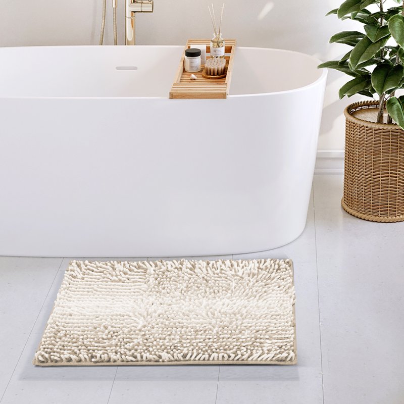 Chenille Bathroom Rug Non Slip Bath Mat 24x36 Rose Ultra Absorbent & Quick Dry