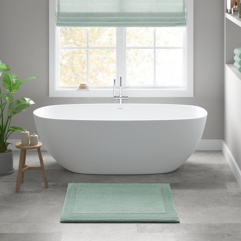 Reversible Cotton Bath Rug 24x72in - Ultra Plush 3000 GSM Green Bathroom Mat