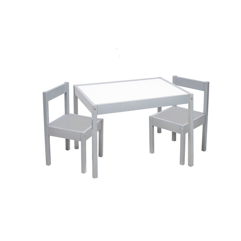 Kids 3-Piece Dry Erase Activity Table and Chair Set - Gray
