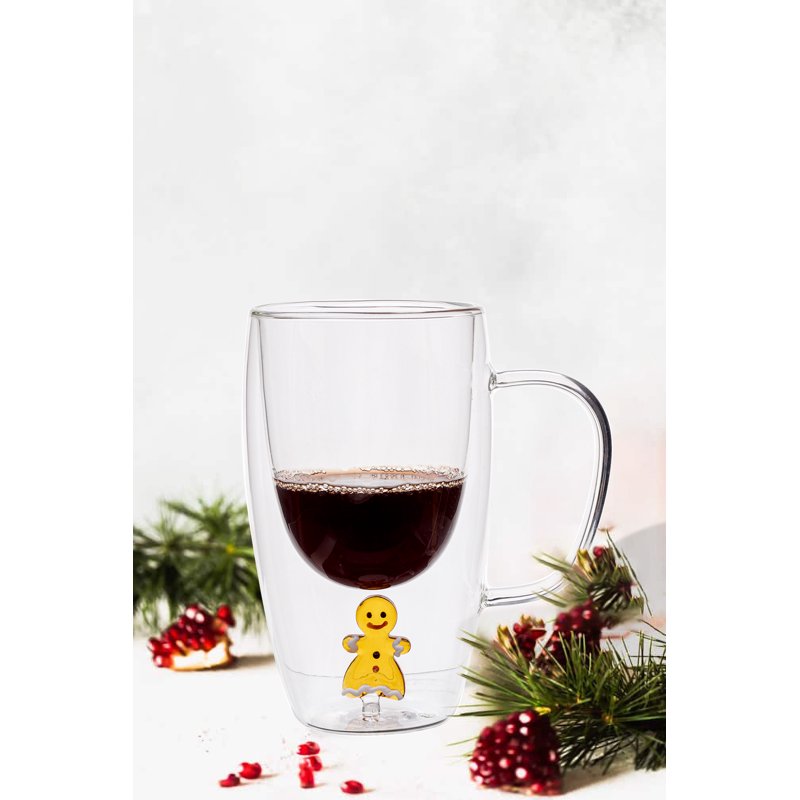Double Wall Mug with Gingerbread Man - Holiday Time