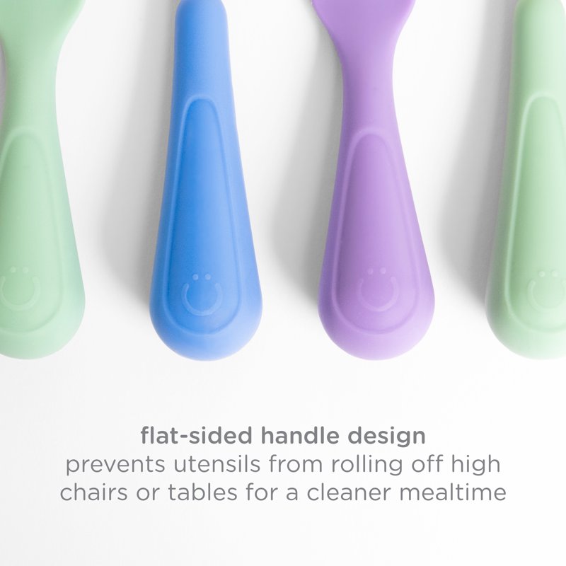Toddler Utensil Set - 4-Piece Stainless Steel with Silicone Handles - Multi Color