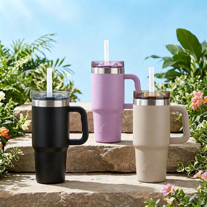 18 oz Stainless Steel Insulated Tumbler with Handle - Lilac