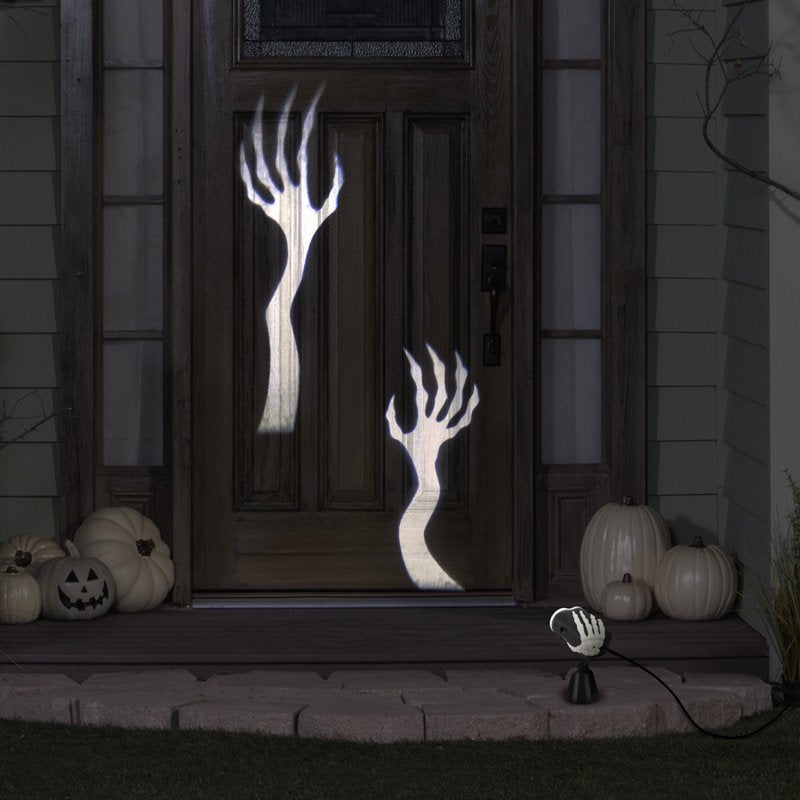 Halloween LED Lightshow Projection Reaching Hands 11-Inch Outdoor Decor