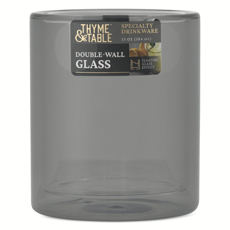 Double Wall Drinking Glasses - 13oz Black - 2 Pack