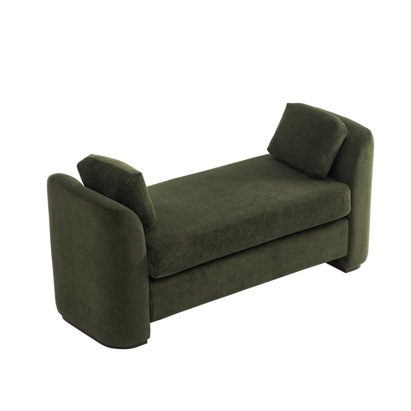 Modern Velvet Upholstered Bench with Pillows - 53.2" Size