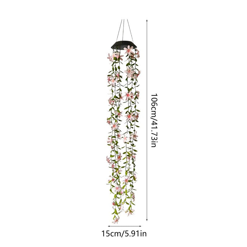 Solar Flower Wind Chime Light Outdoor Lantern Waterproof Garden Decor