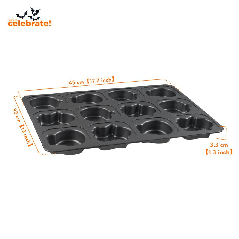 Halloween Cakelet Pan 12-Cavity 17x13 Inch Non-Stick Bakeware