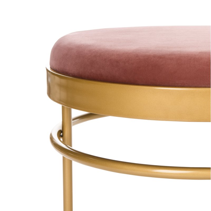 Modern Glam Oval Upholstered Bench - Dusty Rose & Gold