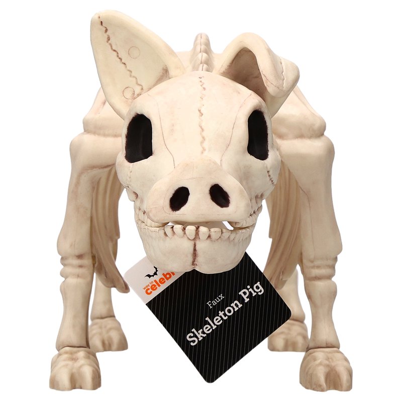 Faux Pig Skeleton Halloween Decoration - 6.5-Inch Farmyard Decor