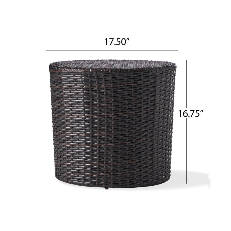Outdoor Wicker Barrel Side Table - Brown