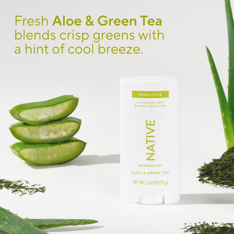 Sensitive Deodorant Stick for Women - Aluminum Free, Aloe & Green Tea, 2.65oz