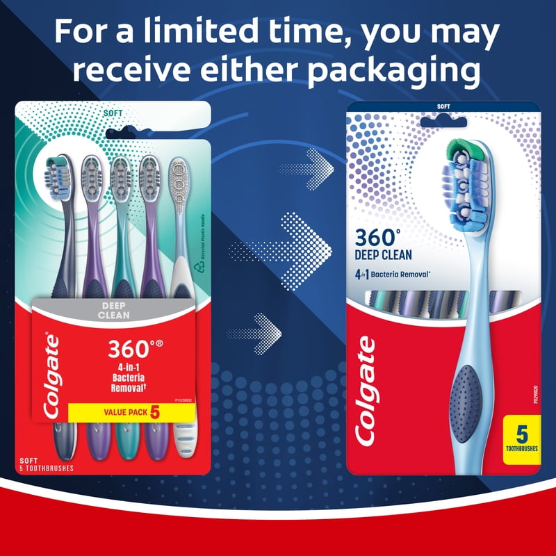 Soft Bristle Toothbrush Pack - Colgate 360 Deep Clean, 5 Count