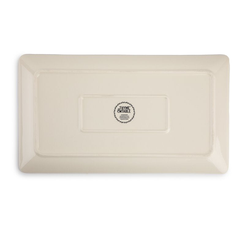 Stoneware Rectangular Serve Platter - 4 Pack, Dot
