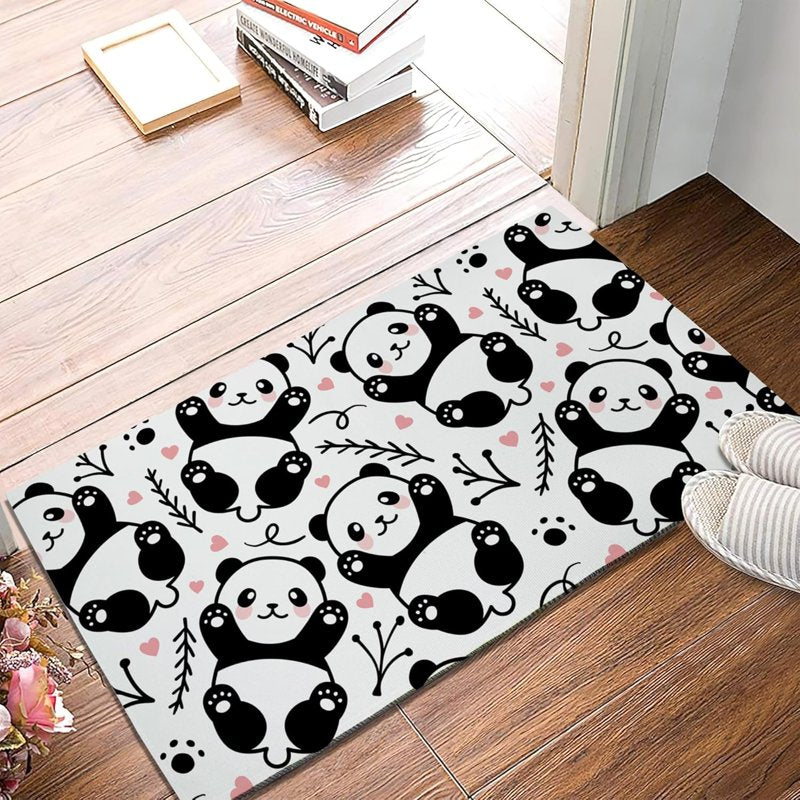 17 x 30 Inch Panda Doormat Entrance Rug - Non Slip Water Absorption Welcome Mat