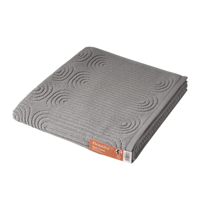 Textured Cotton Bath Towel - Charcoal Gray 56x30 Inches - Drew Barrymore Collection - Variation 1