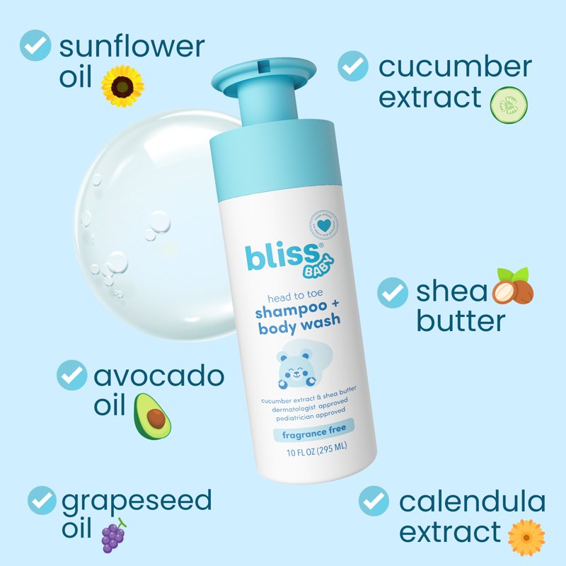 Gentle 2-in-1 Baby Shampoo & Wash - Vegan, Fragrance-Free, Hydrating