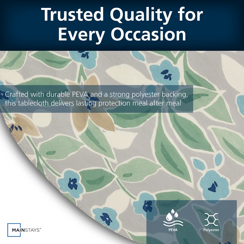 70" Round PEVA Floral Tablecloth - Indoor & Outdoor Decoration