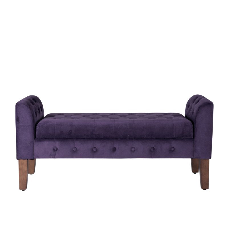 Velvet Tufted Storage Bench - 50" W x 18" D x 23" H - Purple