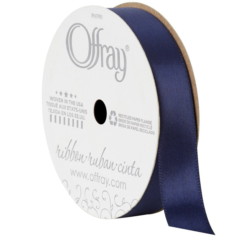 Navy Blue Satin Ribbon 5/8 inch Single Face Polyester Craft Ribbon 18 Feet - 4 Pack