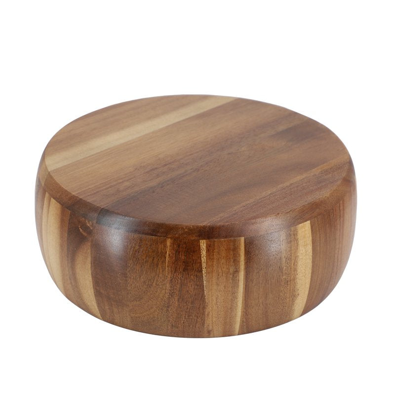 Acacia Wood Salad Bowl - 9.75 Inch, Light Brown