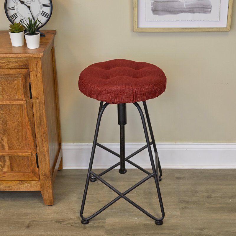 Tufted Bar Stool Cushion Set - 14" x 14" - Solid Flame Red, 2 Pack