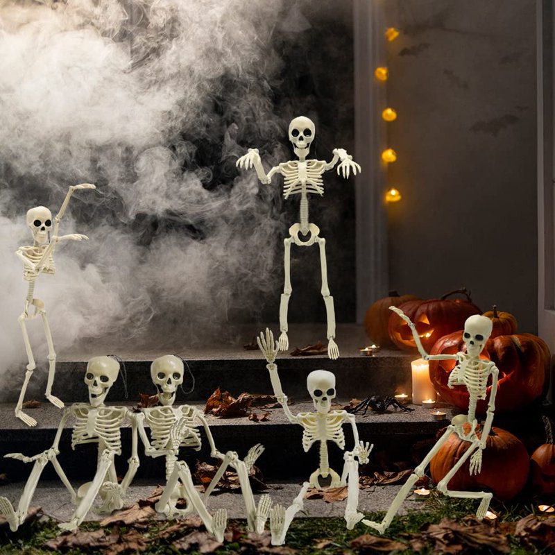 2-Pack Realistic Movable Halloween Skeleton Decorations 16 Inches