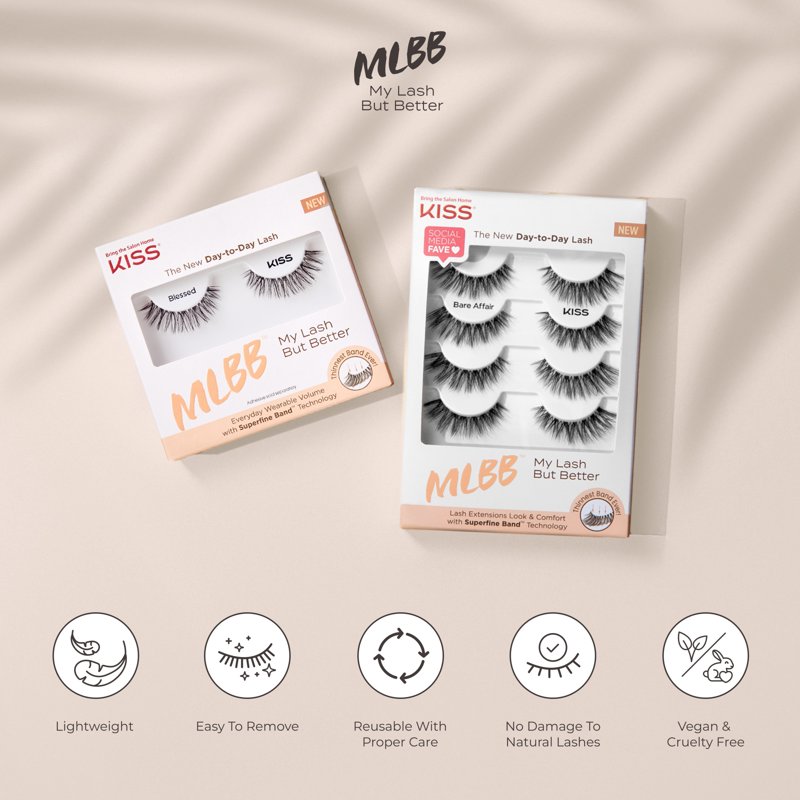 Natural Volume False Eyelashes - Lightweight Strip Lashes, 4 Pairs