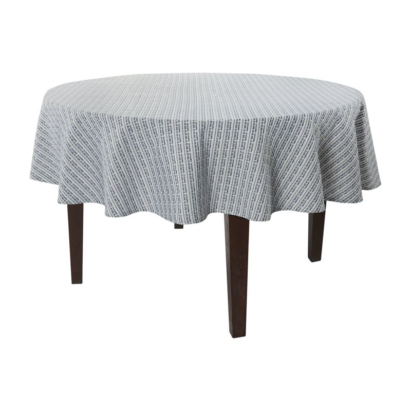 Plaid Blue Round Tablecloth - 70" Cotton & Polyester Blend