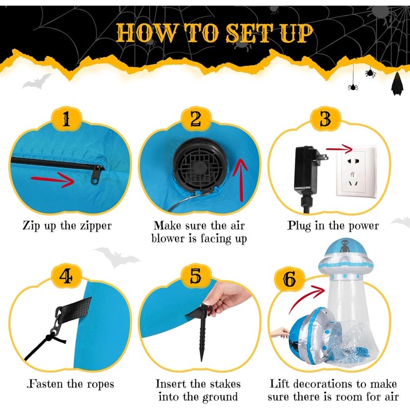 Inflatable UFO Halloween Decoration with LED Lights, 8.8Ft Outdoor Yard Decor