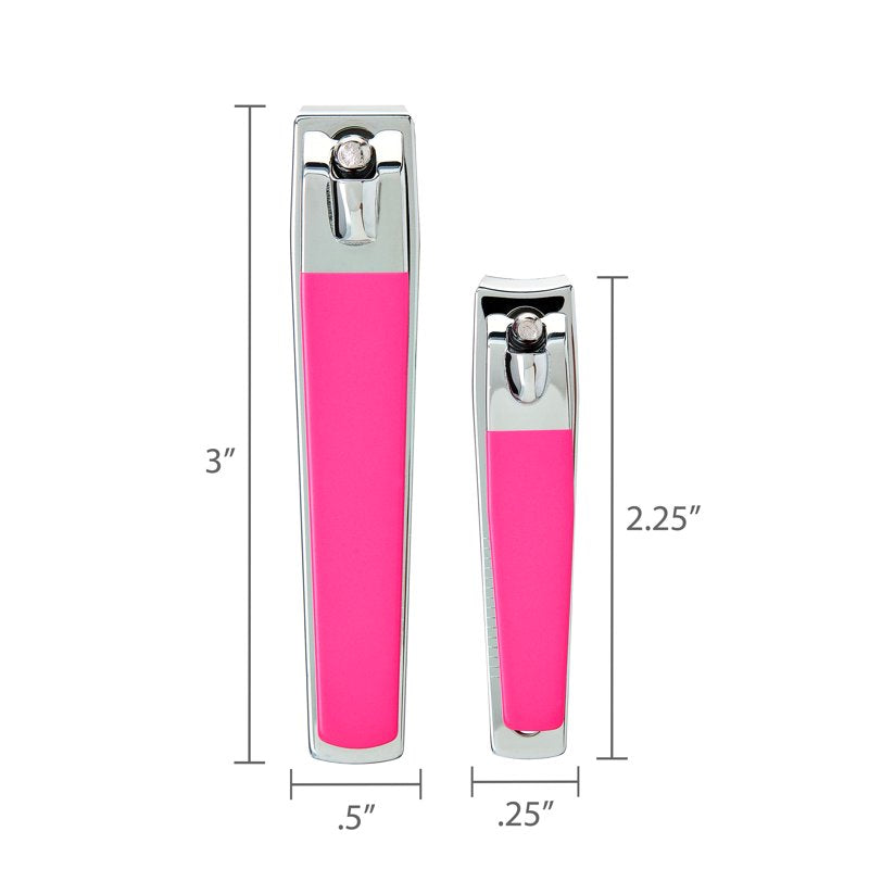 Fingernail & Toenail Clippers Set - Ultra-Sharp Pink, 2 Pieces