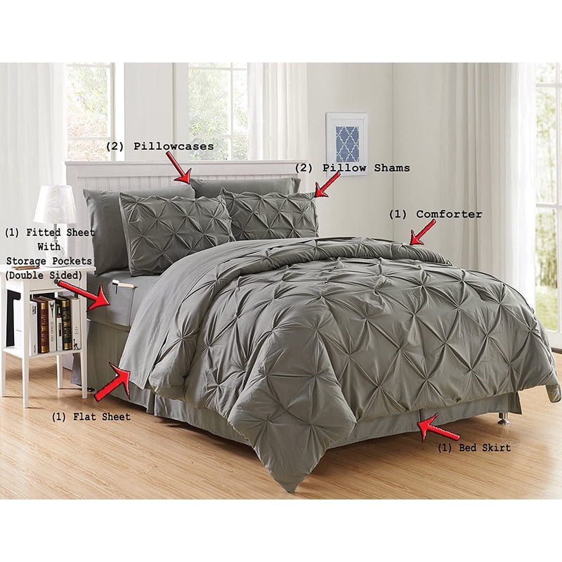 King Burgundy Bed-in-a-Bag Comforter Set with Storage Pockets - Hypoallergenic Microfiber
