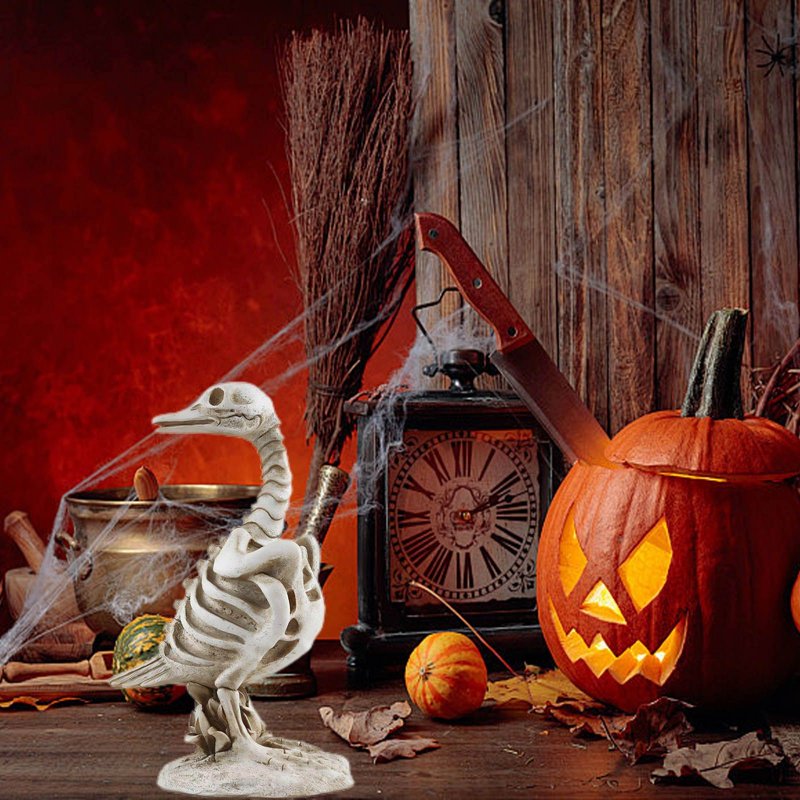 Halloween Duck Skeleton Decoration - Realistic Bone Fossil Indoor Outdoor Prop - Z-B Variation