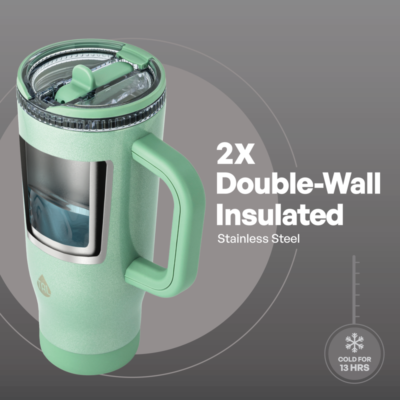 32oz Stainless Steel Skye Tumbler with Flip-Up Straw - Sage Shimmer