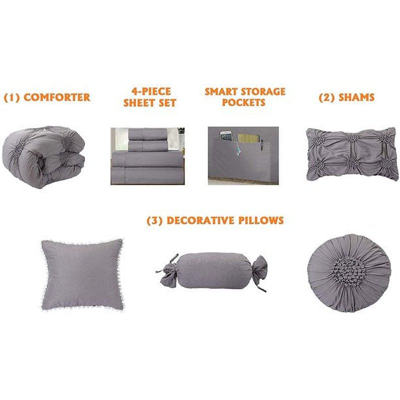 Elegant Comfort 10 Piece Full/Queen Comforter Set - White