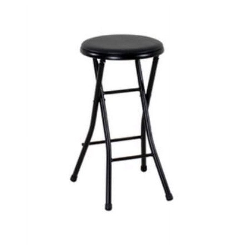 Folding Counter Stool with Vinyl Padded Seat - Black