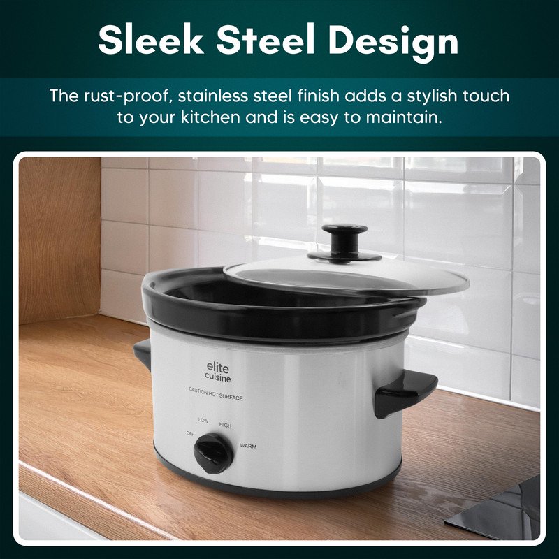 2-Quart Oval Slow Cooker with Adjustable Settings and Keep Warm