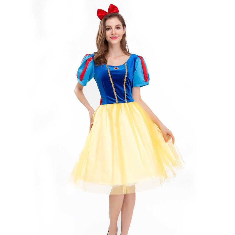 Women's Snow White Costume Dress Up with Headband - Size 6-8 Halloween Princess Outfit