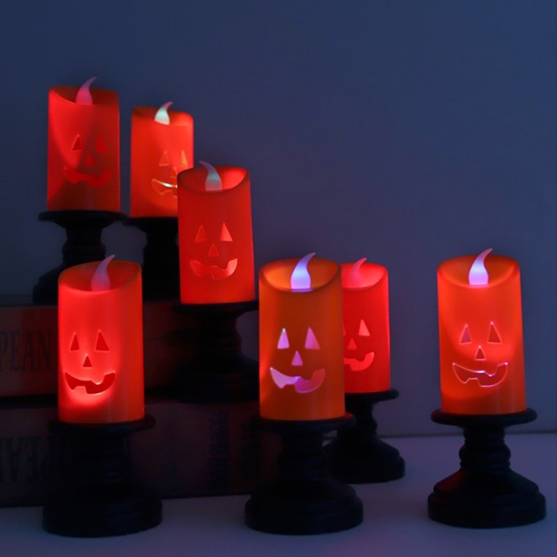 Halloween LED Candle Lights with Pumpkin Lanterns - Indoor Decor, 3 Pack - Halloween Decor A